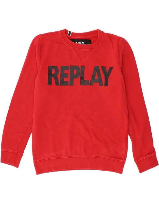 REPLAY Mens Graphic Sweatshirt Jumper Small Red Cotton