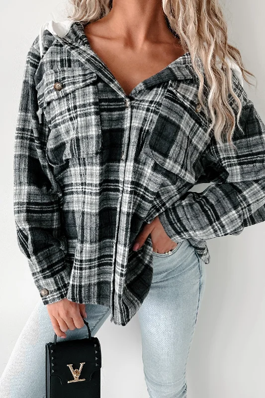 warm outerwearCourtney Hooded Plaid Shacket (Grey)