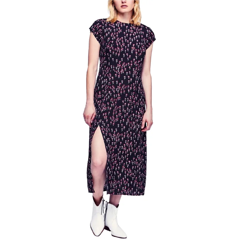 Savings Spectacular office dressFree People Womens Corrie Floral Print Midi Dress, Black, 2