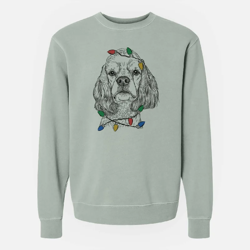 Super Bargain Christmas Lights Oakley the American Cocker Spaniel - Unisex Pigment Dyed Crew Sweatshirt Super Bargain Christmas Lights Oakley the American Cocker Spaniel - Unisex Pigment Dyed Crew Sweatshirt