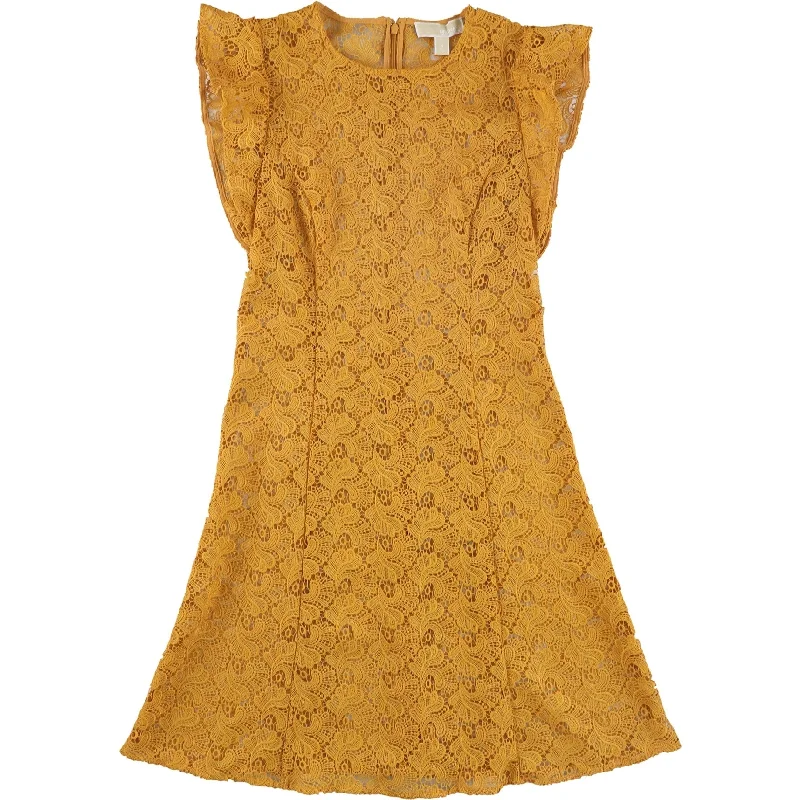 Closeout stylish dressMichael Kors Womens Lace Sheath Dress, Yellow, 8