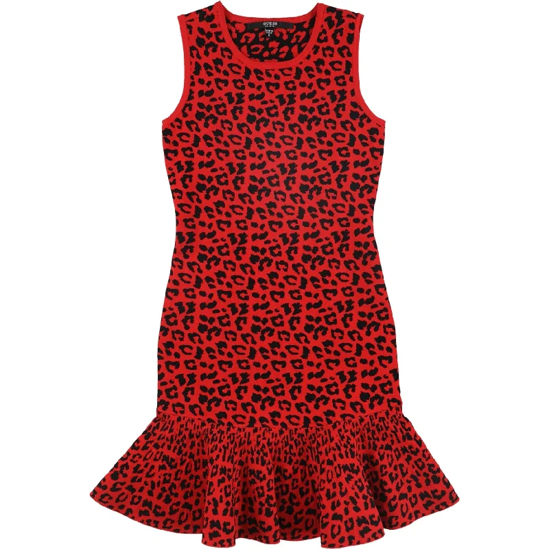 Limited Time Discount silk dressGUESS Womens Animal Print Sweater Dress, Red, Small