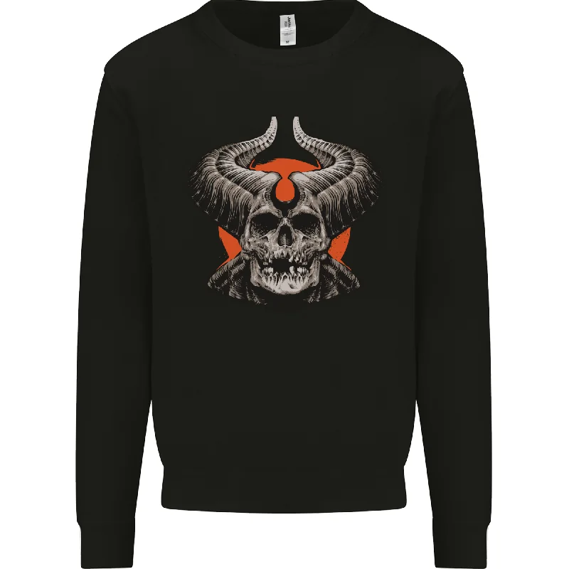 New Deals Devil Skull With Huge Horns Mens Sweatshirt Jumper