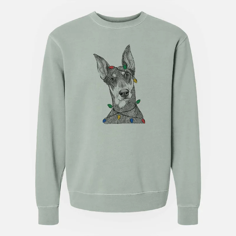 Exclusive Savings cool activewear hoodieChristmas Lights Jenna the Doberman Pinscher - Unisex Pigment Dyed Crew Sweatshirt Exclusive Savings cool activewear hoodieChristmas Lights Jenna the Doberman Pinscher - Unisex Pigment Dyed Crew Sweatshirt