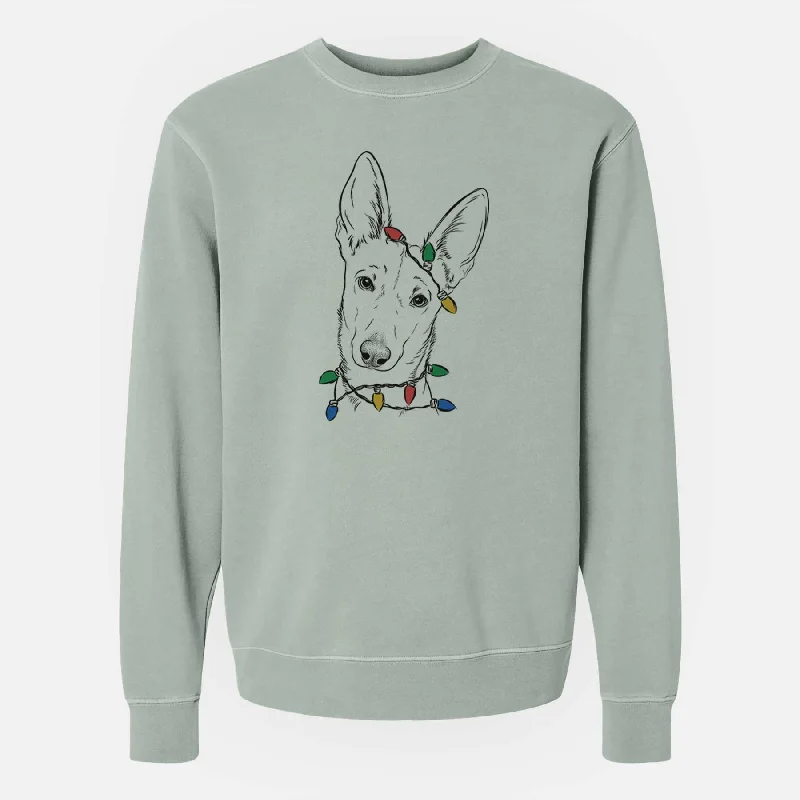 breathable workout hoodieChristmas Lights Nala the Carolina Dog - Unisex Pigment Dyed Crew Sweatshirt