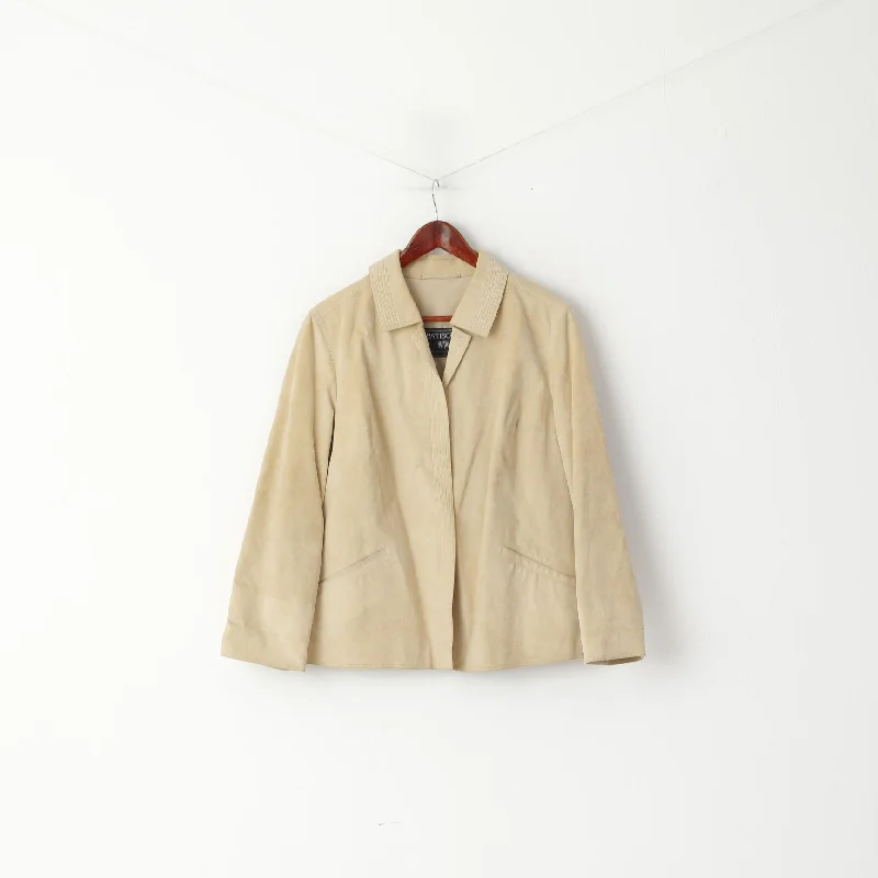 Stock Clearance fitted coatBartsons Women 14 42 Blazer Beige Thin Suede Imitation One Button Jacket