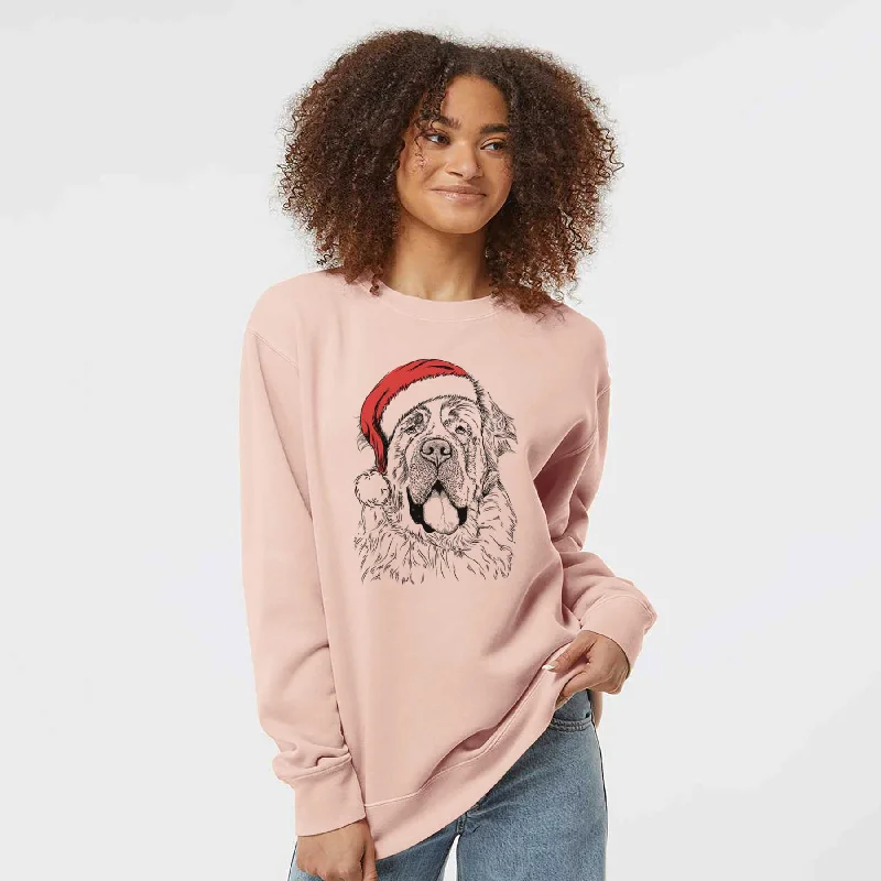 Discount Extravaganza Santa Hoss the Saint Bernard - Unisex Pigment Dyed Crew Sweatshirt