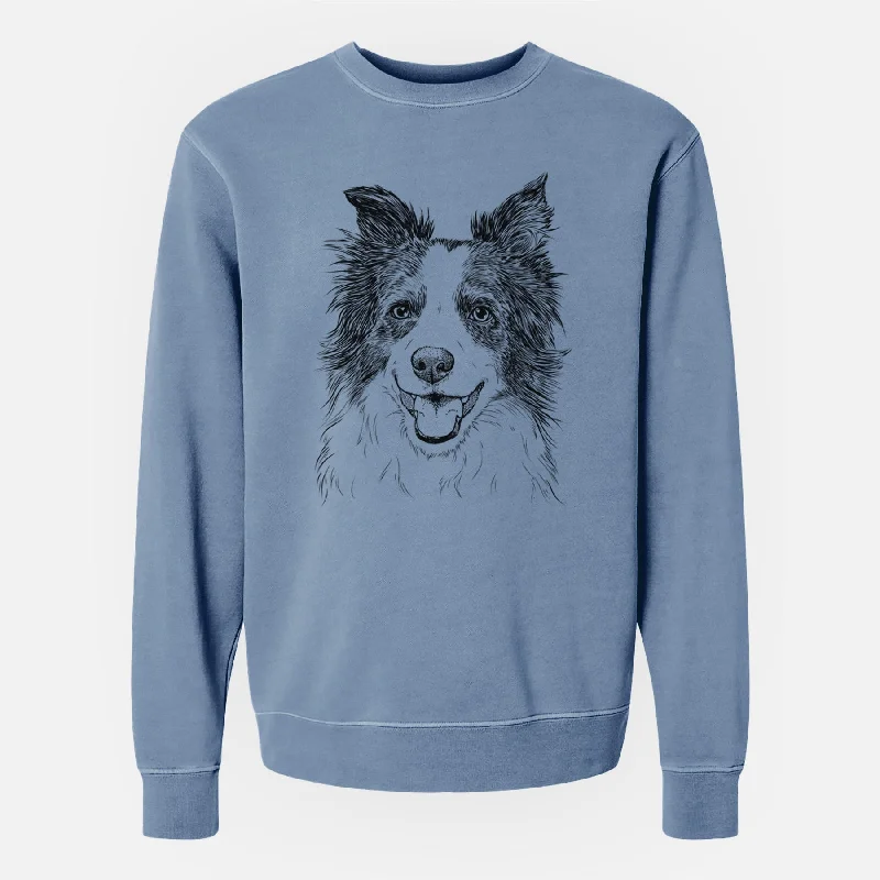Steals and Deals Bare Kylee the Border Collie - Unisex Pigment Dyed Crew Sweatshirt