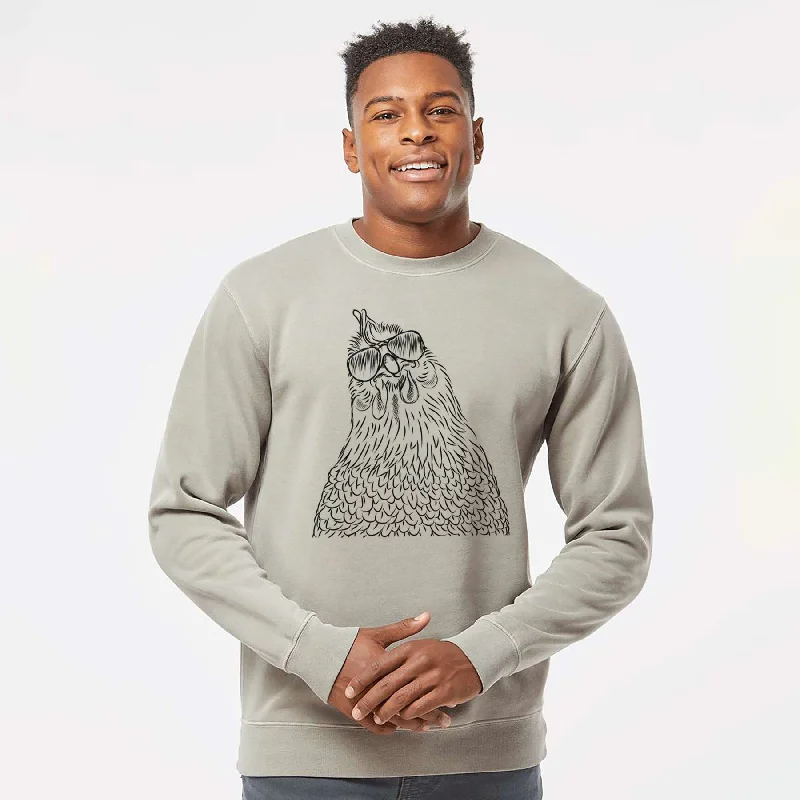 Flash Deals Aviator Henrietta the Chicken - Unisex Pigment Dyed Crew Sweatshirt