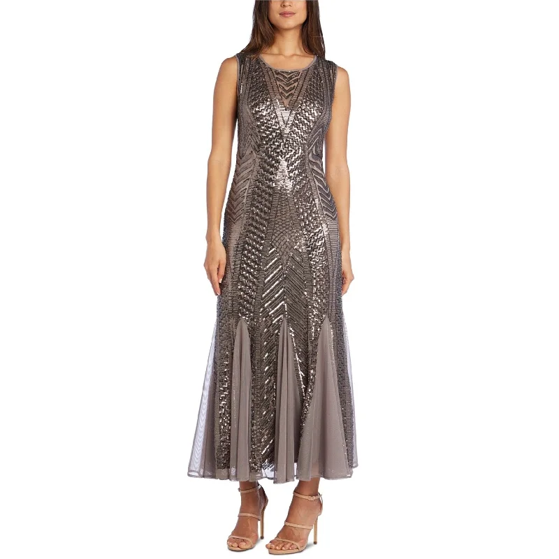 Limited Availability sleek midi dressR & M Richards Womens Godet Sequined Gown Dress, Brown, 8 Limited Availability sleek midi dressR & M Richards Womens Godet Sequined Gown Dress, Brown, 8