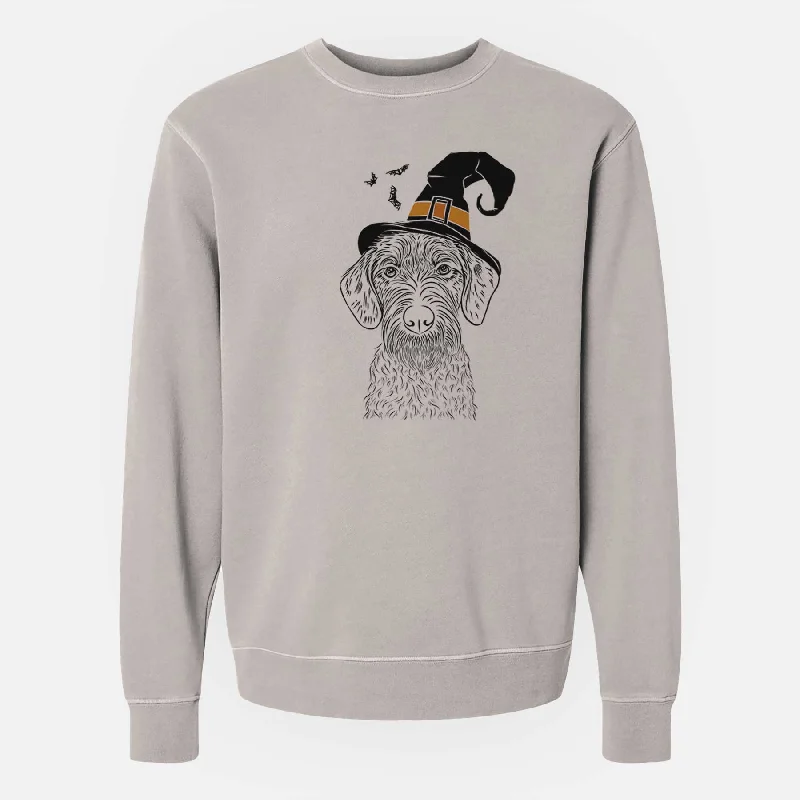 Members Only Witch Gus the German Wirehaired Pointer - Unisex Pigment Dyed Crew Sweatshirt