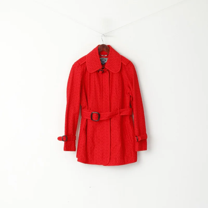 Stock Clearance stylish raincoatGreen With Envy Women L (M) Jacket Red Green Envy Lightweight Belted Fit Coat