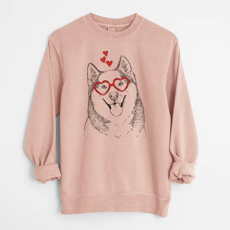 oversized gym sweatshirtValentine Teak the Siberian Husky - Unisex Pigment Dyed Crew Sweatshirt