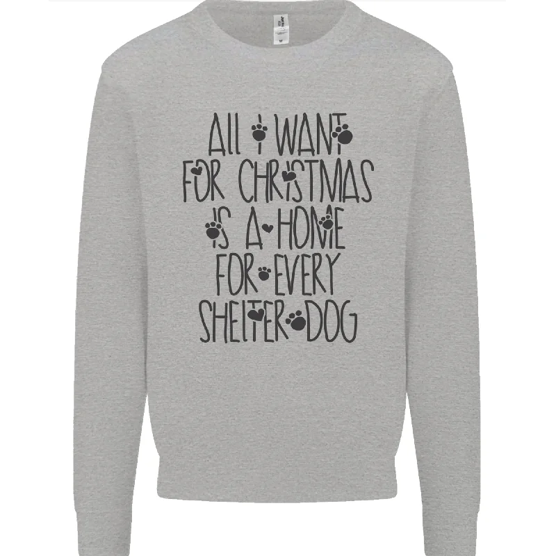 Markdowns Christmas a Home for Every Shelter Dog Mens Sweatshirt Jumper