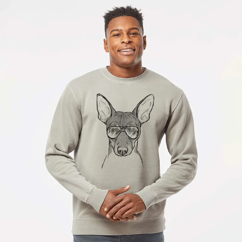 Clearance Event Aviator Knox the Rat Terrier - Unisex Pigment Dyed Crew Sweatshirt