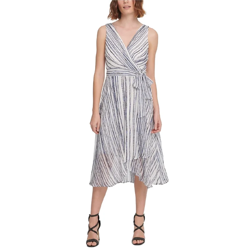 Price Meltdown v-neck dressDKNY Womens Striped Wrap Dress, Multicoloured, 16