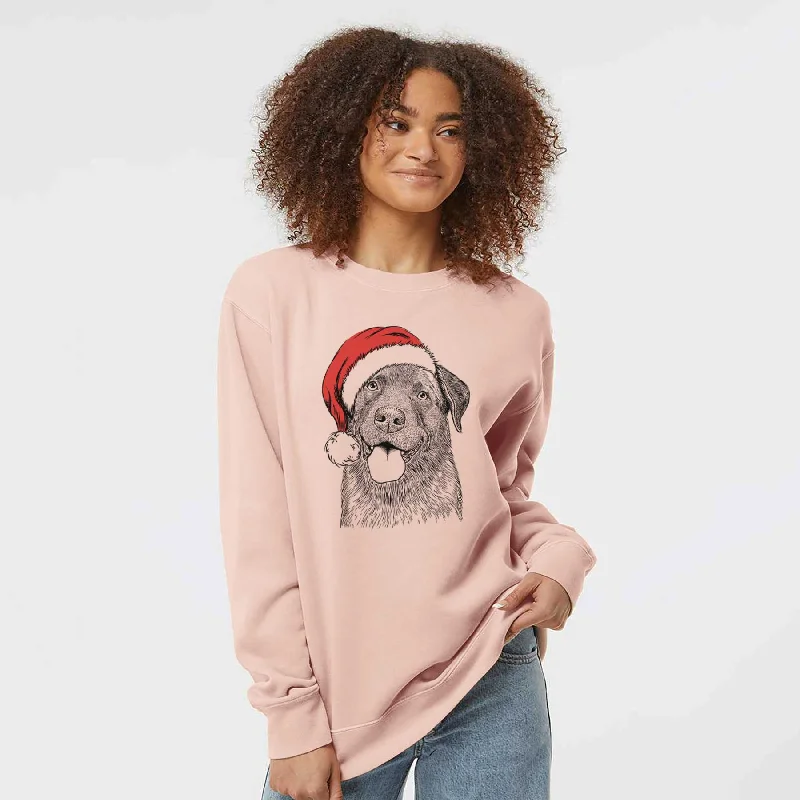 Shop and Save Santa Gonzo the Chocolate Lab - Unisex Pigment Dyed Crew Sweatshirt