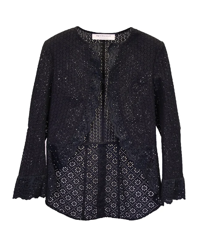 Philosophy Di Lorenzo Serafini Eyelet Open Jacket in Black Viscose