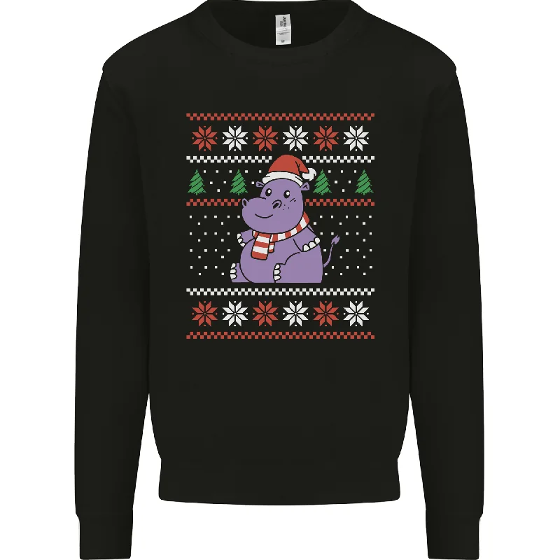 Savings Spectacular Christmas HIppo Xmas Hippopotamus Mens Sweatshirt Jumper