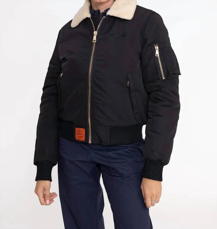 Barcelone Short Aviator Jacket In Black