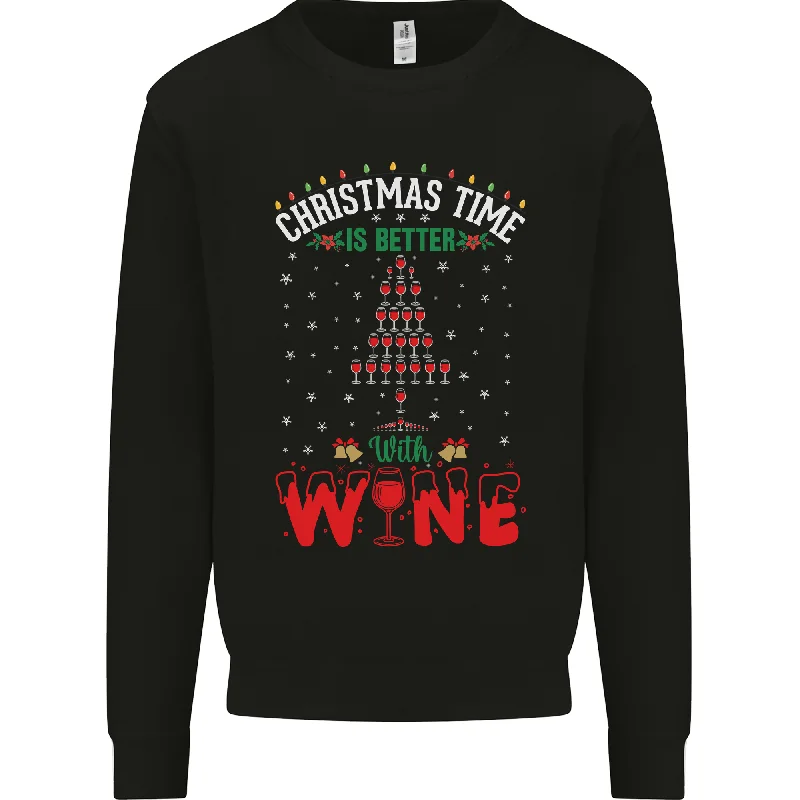 Deal of the Week Christmas Better With Wine Funny Alcohol Mens Sweatshirt Jumper