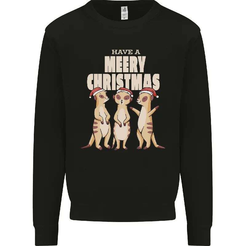 Price Reduction Christmas Meercats Wearing Xmas Hats Mens Sweatshirt Jumper