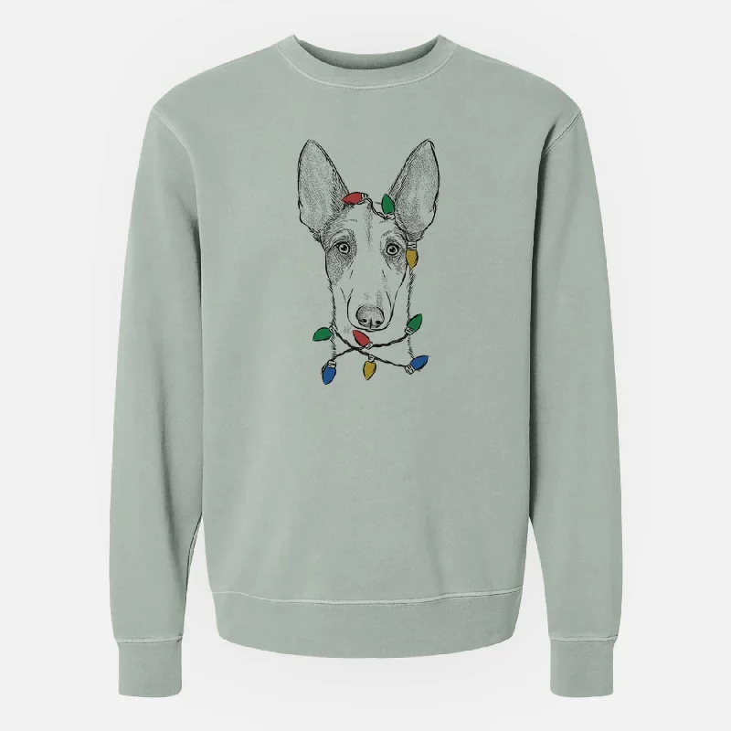 Clearance Sale Christmas Lights Halo the Ibizan Sight Hound - Unisex Pigment Dyed Crew Sweatshirt