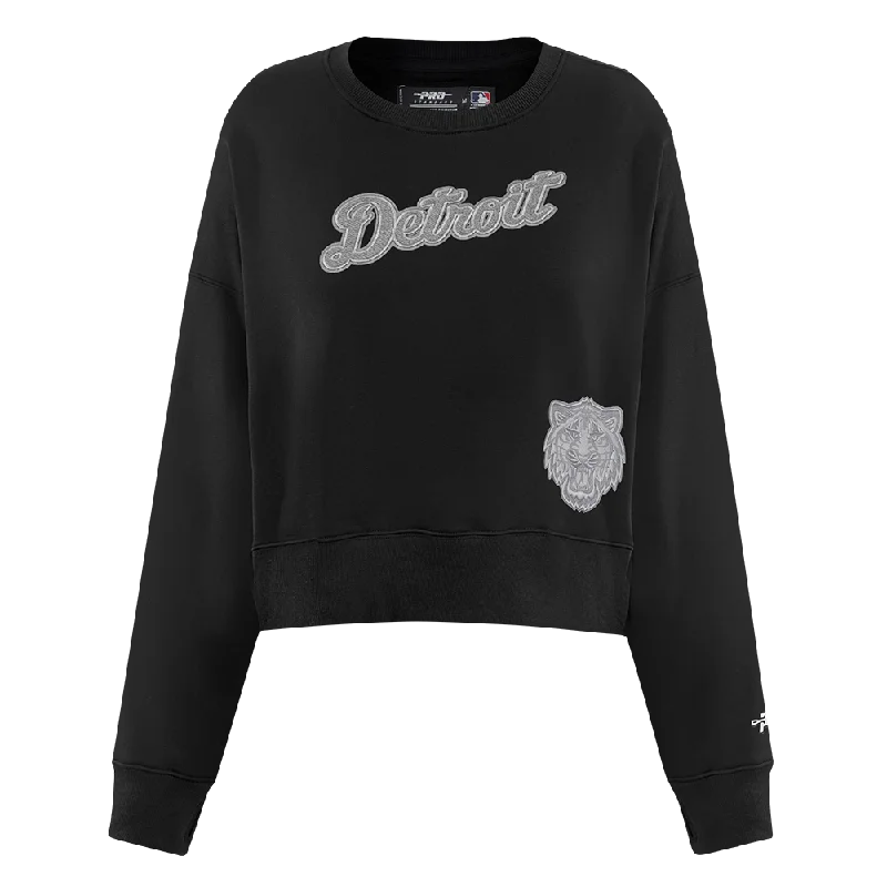 Unmissable Offer MLB DETROIT TIGERS REVERSE FRENCH TERRY WOMEN'S FLC CREWNECK (BLACK)