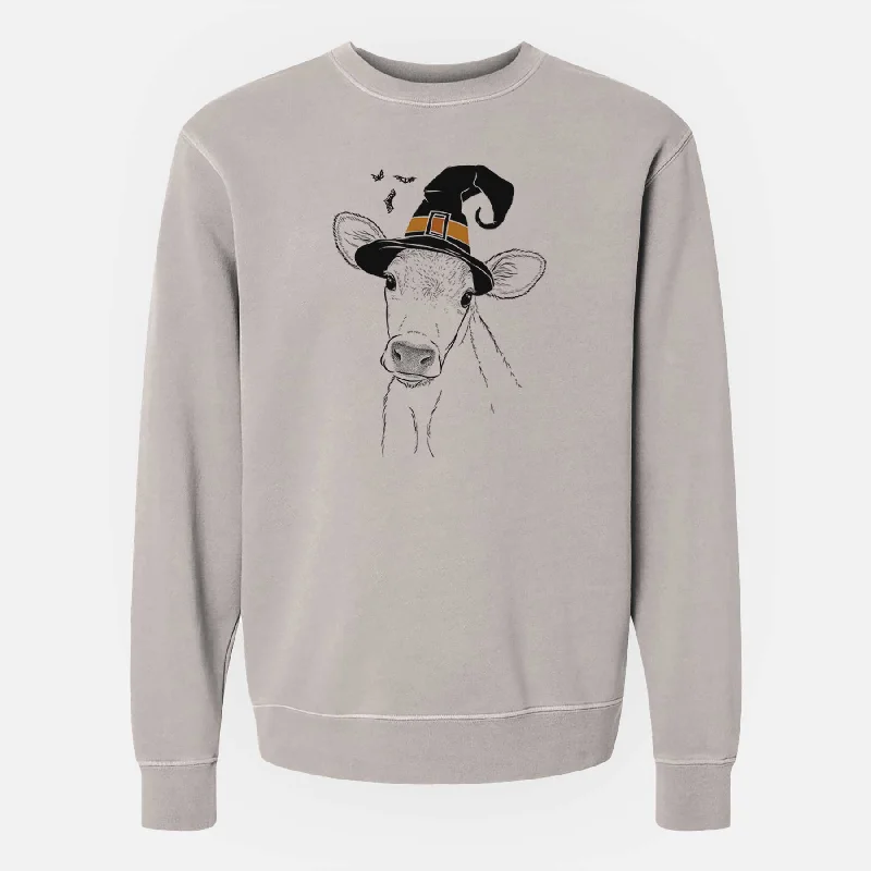 Limited Time eco-friendly fitness hoodieWitch Malu the Cow - Unisex Pigment Dyed Crew Sweatshirt