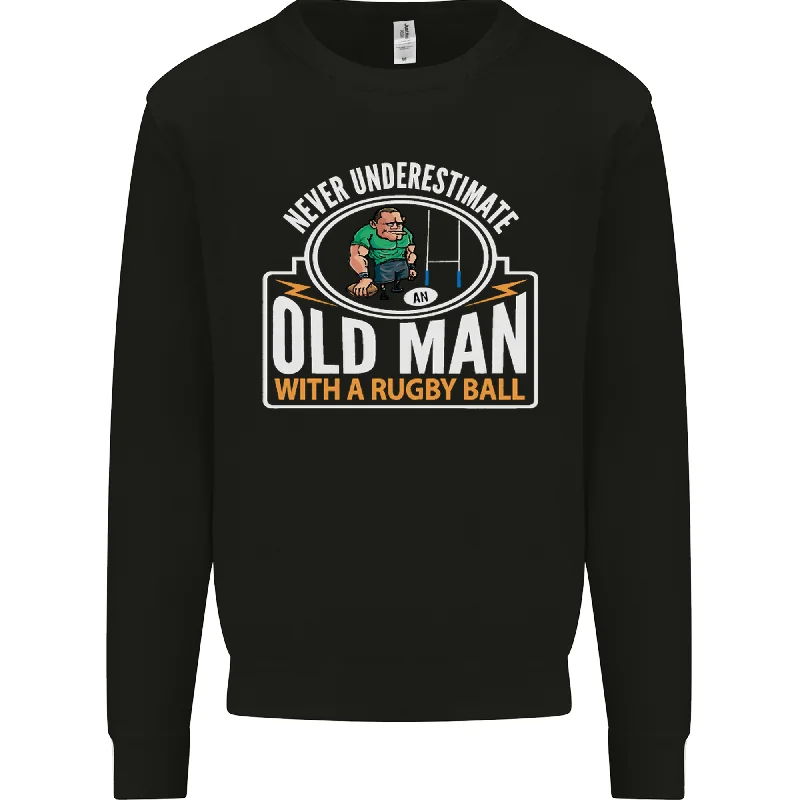 Special Savings minimaAn Old Man With a Rugby Ball Player Funny Mens Sweatshirt Jumper