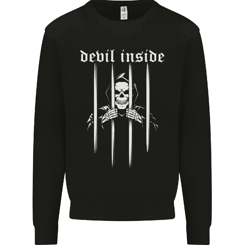 Fantastic Offers Devil Inside Grim Reaper Satan Skull Gothic Mens Sweatshirt Jumper
