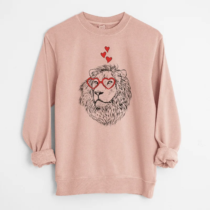 Great Bargains Valentine Lenny the Lion - Unisex Pigment Dyed Crew Sweatshirt