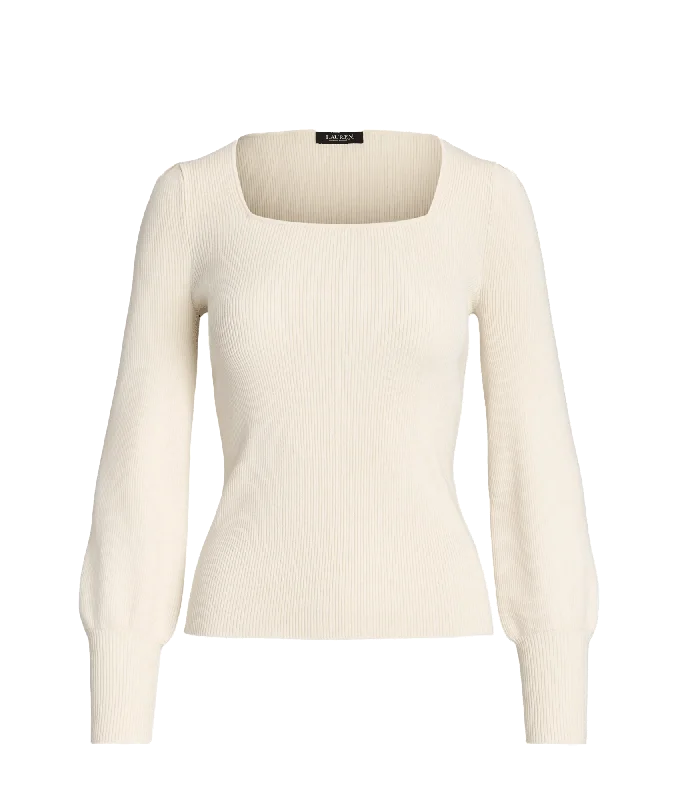 Unmissable Offer oversized puffer coatRib-knit Puff-sleeve Sweater - Cream