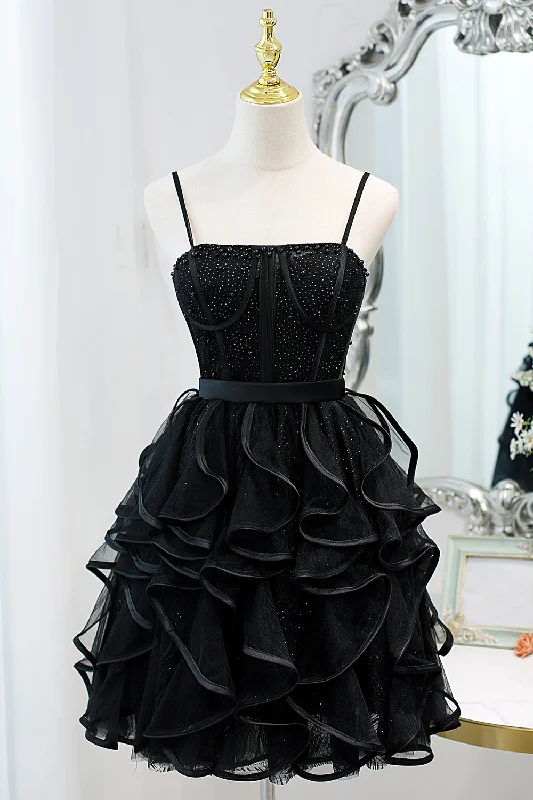 party-ready dressLittle Black Dress with Sequins Simple Party Dress Homecoming Dress