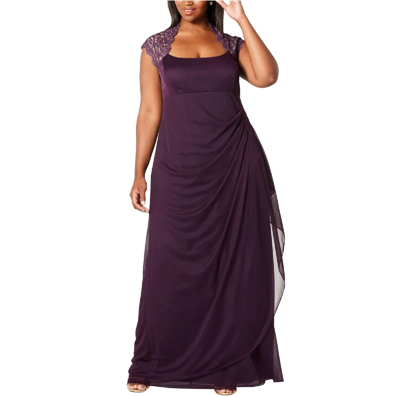 Exclusive Offers off-shoulder dressXSCAPE Womens Ruched Gown Dress, Purple, 14W