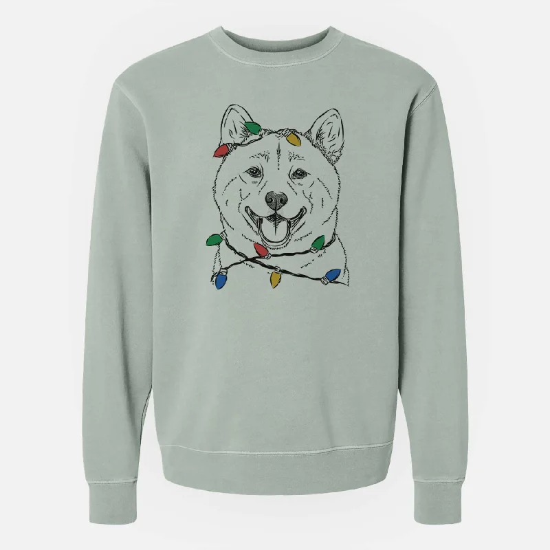 New Deals Christmas Lights Hiro the Shiba Inu - Unisex Pigment Dyed Crew Sweatshirt