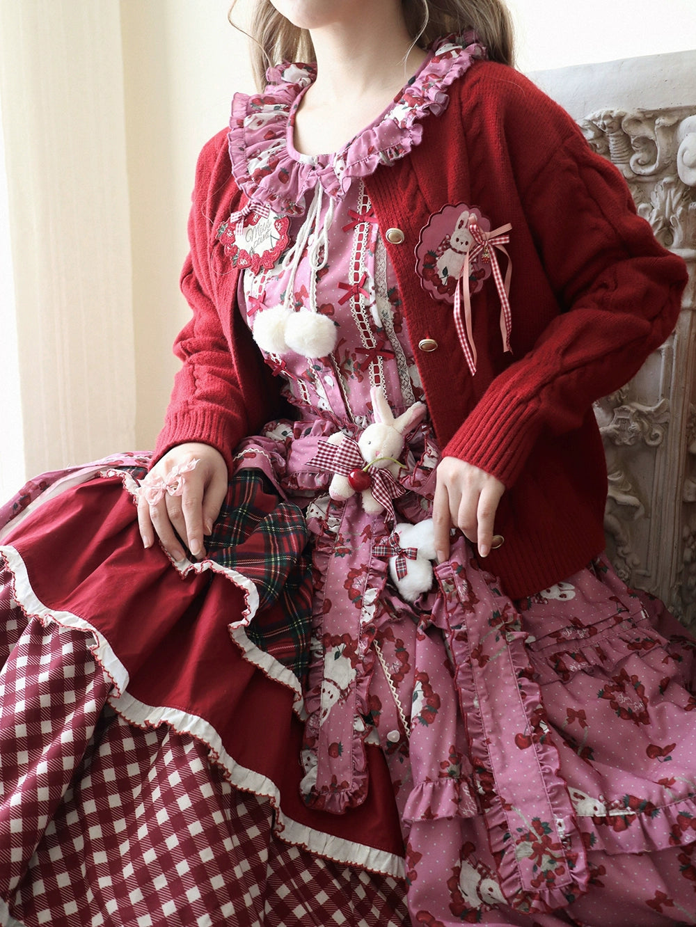 Unmissable Offer long-sleeve winter jacketMiss Point~Forest Berry Bunny~Classic Lolita Sweater Spring Lolita Red Coat