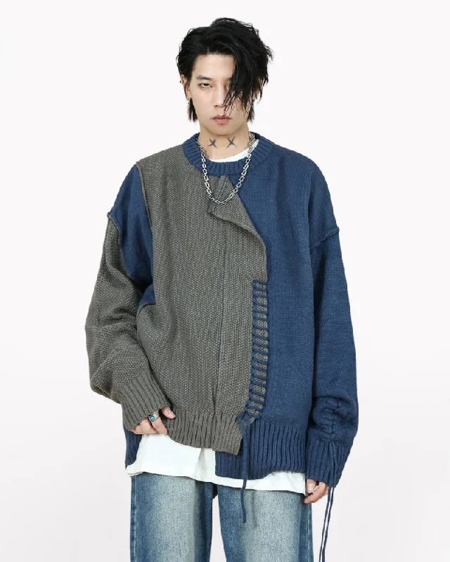 Stitching Patchwork Round Neck Sweater