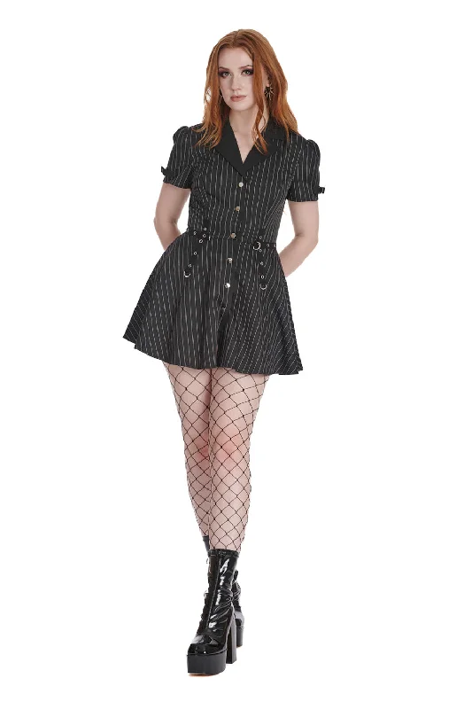Blowout Deals sleek midi dressBlack Core Button Up Dress