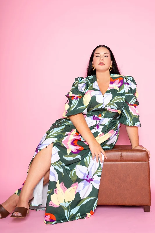 Limited Edition layered dressFloral Puff Sleeve Button Up Dress