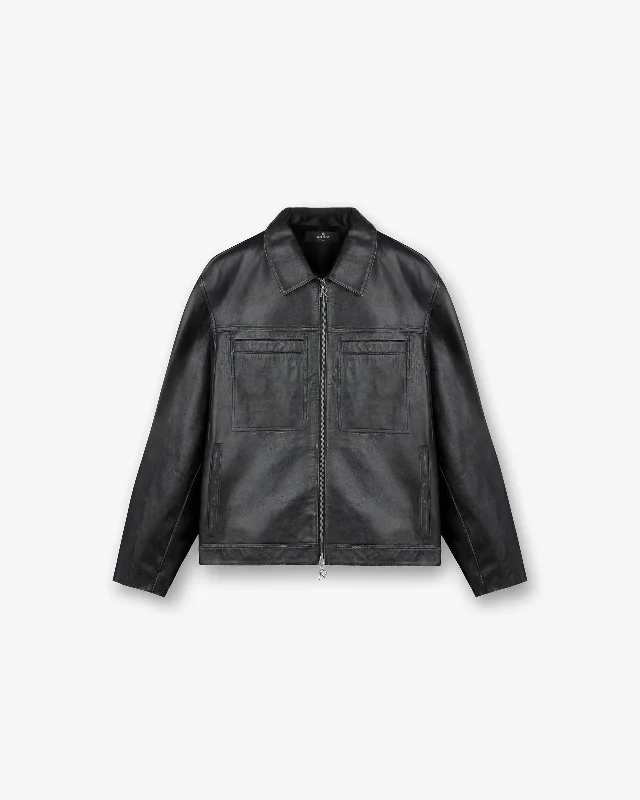 Weekend Deal stylish coatDistressed Leather Smart Jacket - Black