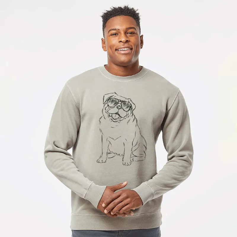 Sale Event Aviator Higgins the Pug - Unisex Pigment Dyed Crew Sweatshirt