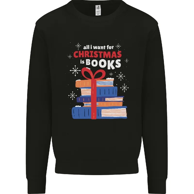 Incredible Offers Christmas Books Funny Xmas Reading Bookworm Mens Sweatshirt Jumper