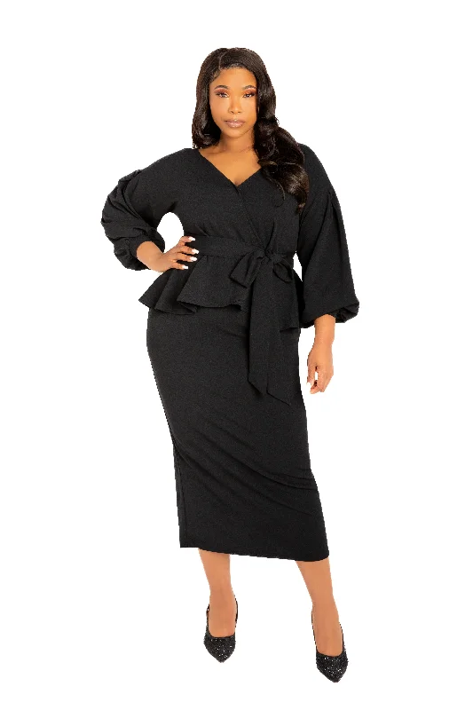 Deal Mania cocktail party dressOff Shoulder Peplum Midi Dress