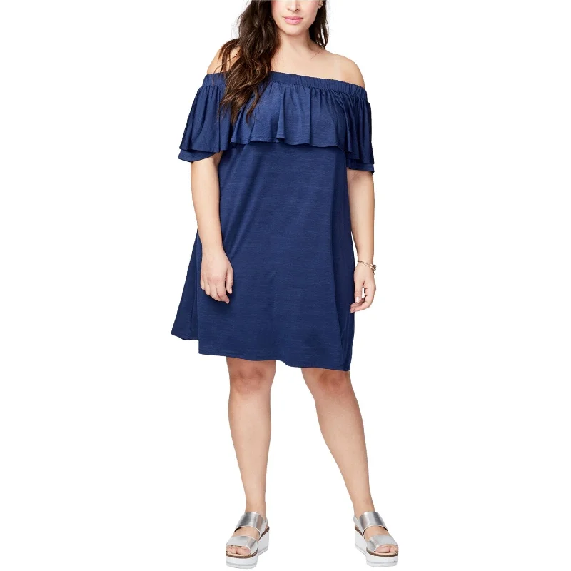 Can't Miss relaxed fit dressRachel Roy Womens Ruffled Off-Shoulder Dress, Blue, 0X