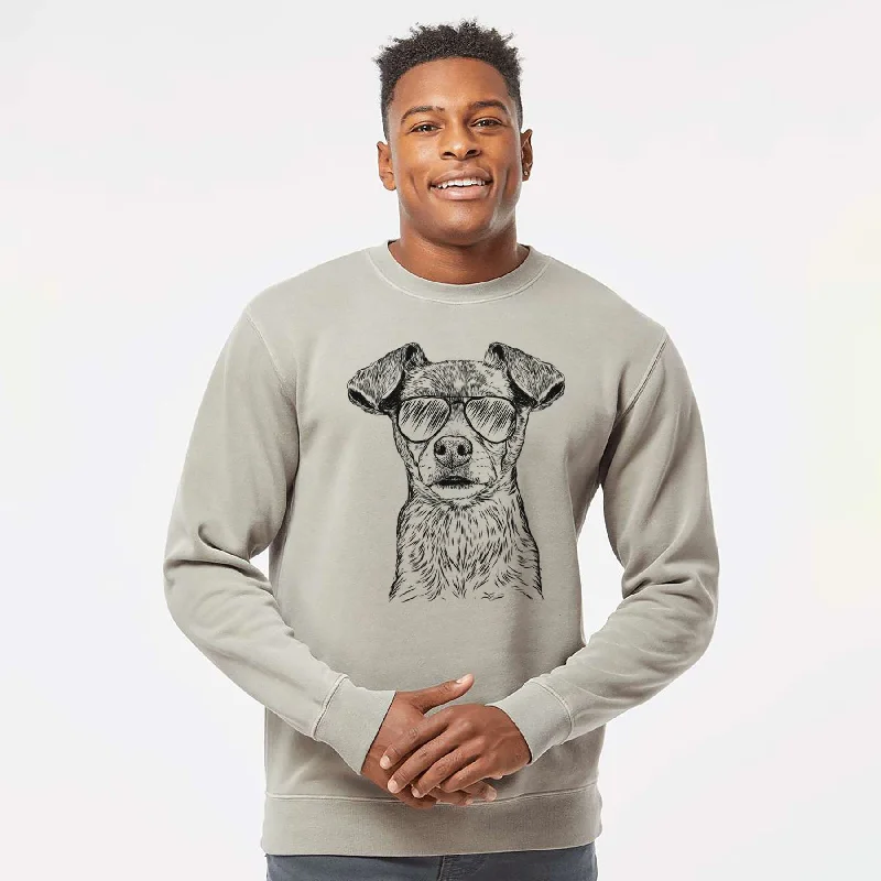 Deal Dash Aviator Olive the Mixed Breed - Unisex Pigment Dyed Crew Sweatshirt