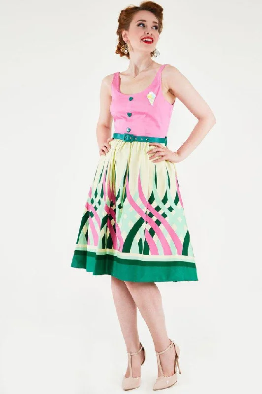 New Markdowns chic slip dressSabrina Watermelon Border Print Flared Dress