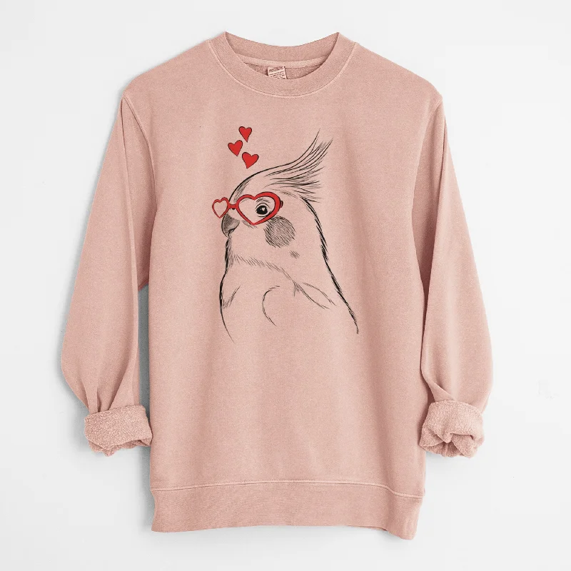 performance workout sweatshirtValentine Charlie the Cockatiel - Unisex Pigment Dyed Crew Sweatshirt