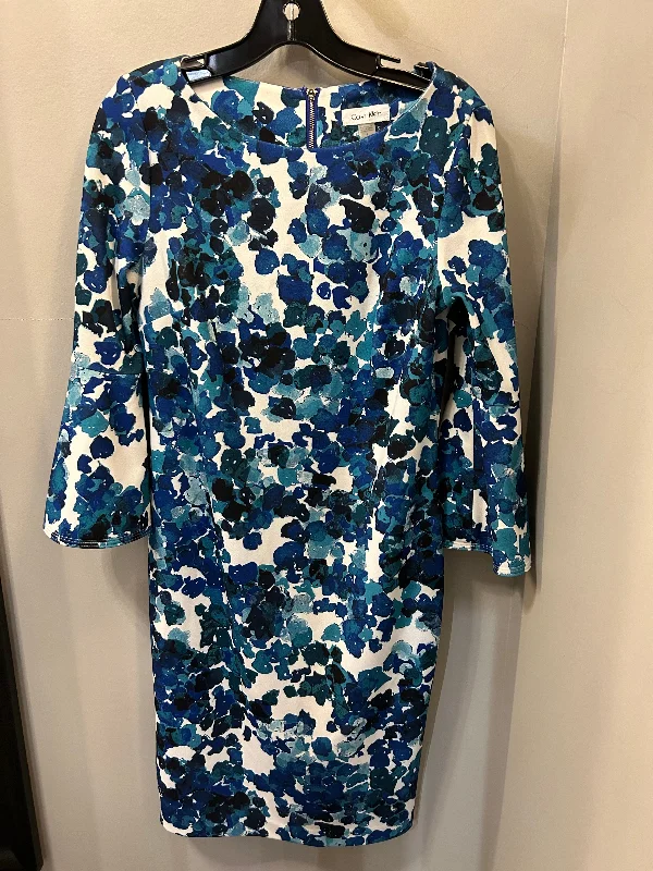 Fantastic Deals evening dressDress Work By Calvin Klein In Blue & White, Size: M