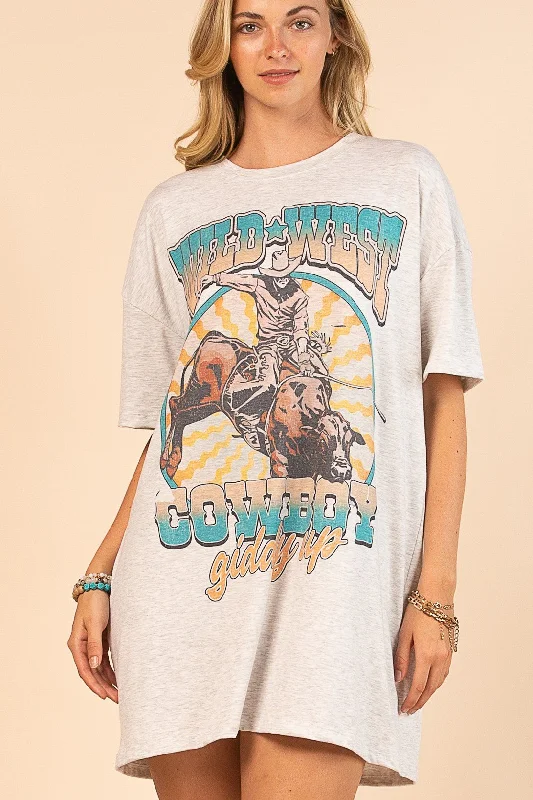 Savings Event form-fitting dressWild West Cowboys Graphic T-shirt Dress*